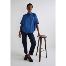 Chemise bi-matière en coton bio - Bleu - S - Femme - Monoprix