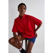Chemise bi-matière en coton bio - Rouge - S - Femme - Monoprix