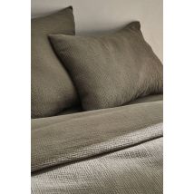 Taie d'oreiller rectangulaire, 50x70cm, gaze de coton bio - Vert foncé - Unique - Monoprix