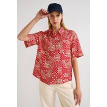 Chemise manches courtes imprimée - Rouge - 42 - Femme - Monoprix