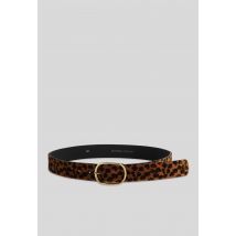 Ceinture imprimé léopard 3,5 cm en cuir poils - Brun - 80 - Femme - Monoprix Premium