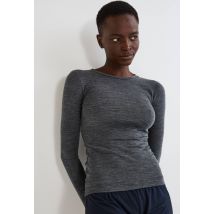 T-shirt manches longues en laine mérinos - Gris - L - Femme - Monoprix Premium