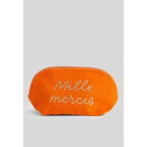 Pochette brodée en coton bio - Orange - Unique - Femme - Monoprix