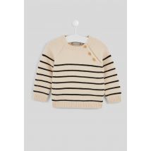 Bout'chou - Pull rayé contenant de la laine - Beige Ecru - 12 mois - Bébé