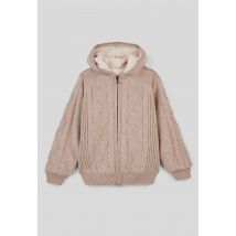 Gilet à capuche contenant de la laine - Beige - 5 ans - Enfant - Monoprix