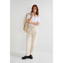 Pantalon carotte taille élastiquée - Beige Ecru - M - Femme - Monoprix