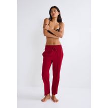 Pantalon droit taille élastiquée - Rouge foncé - XS - Femme - Monoprix