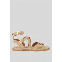 Sandales semelle corde, cuir responsable - Brun clair - 36 - Femme - Monoprix Premium