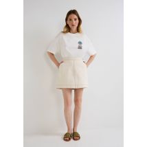 Jupe courte en denim - Beige Ecru - 40 - Femme - Monoprix