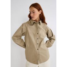 Chemise unie en coton - Beige clair - 40 - Femme - Monoprix