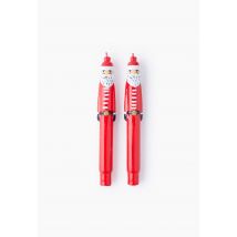 Monoprix Maison - Lot de 2 bougies flambeaux forme père-noël, 26,4x8x3,8cm, en cire - Rouge - Unique
