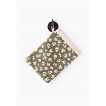 Lot de 2 gants de toilette à motif léopard, 15x21cm, en coton bio gots - Vert foncé - Unique - Monoprix