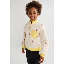 Pull brodé en bouclette à col camioneur - Beige Ecru - 12-14 ans - Enfant - Monoprix