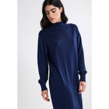 Chemise de nuit manches longues en laine mérinos - Bleu foncé - L - Femme - Monoprix