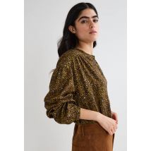 Blouse imprimée avec manches bouffantes - Vert - XS - Femme - Monoprix