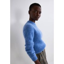 Pull col rond contenant du mohair - Bleu - M - Femme - Monoprix Premium