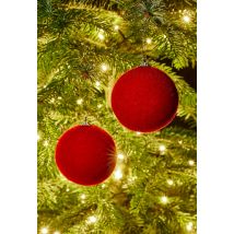 Lot de 2 boules velours brillant, 8cm - Rouge - Unique - Monoprix