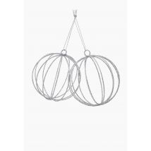 Set de 2 boules en métal filaire paillette, h8cm - Gris argent - Unique - Monoprix