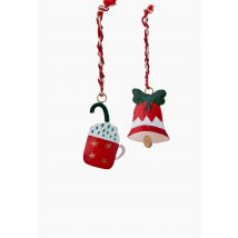 Lot de 2 ornements métal plat chien / cadeau - Rouge - Unique - Monoprix