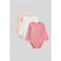 Bout'chou - Lot de 3 bodies manches longues unis en coton bio - Rose clair - 36 mois - Bébé