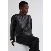 Top à sequins manches longues contenant du polyester recyclé - Noir - L - Femme - Monoprix