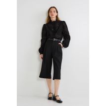 Jupe culotte avec bandes de satin - Noir - 34 - Femme - Monoprix
