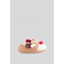Chaussons renne de noel en fausse fourrure - Brun clair - 30-31 - Enfant - Monoprix