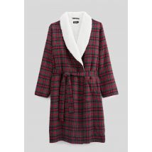Peignoir à carreaux en flanelle intérieur sherpa - Rouge - L - Homme - Monoprix
