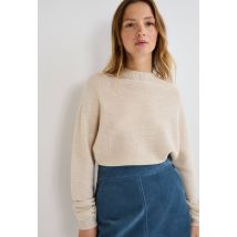 Pull maille fantaisie contenant de la laine et des fils métallisés - Brun clair - XL - Femme - Monoprix Premium