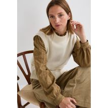 Pull sans manches en laine - Beige Ecru - XS - Femme - Monoprix Premium