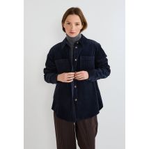 S'engager Pour Durer - Chemise manches longues en velours en coton bio gots - Bleu foncé - XS - Femme