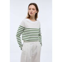 Marinière col bateau en coton bio - Vert - L - Femme - Monoprix