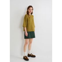 Pull manches coudes contenant de l'alpaga - Vert - L - Femme - Monoprix