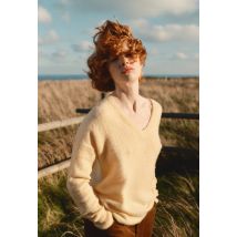 Pull col v uni contenant de l'alpaga - Jaune clair - L - Femme - Monoprix