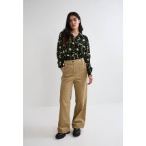 Chemise manches longues imprimée en soie - Vert - 36 - Femme - Monoprix Premium