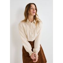 Blouse manches longues unie en coton bio gots - Beige Ecru - 38 - Femme - Monoprix