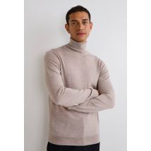 Pull col roulé en laine mérinos - Beige - M - Homme - Monoprix