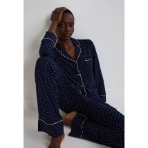 Pyjama fluide à pois - Bleu foncé - L - Femme - Monoprix