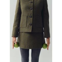 Jupe courte en portefeuille contenant de la laine - Vert - 42 - Femme - Monoprix