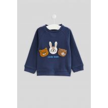 Bout'chou - Sweat brodé en coton bio gots - Bleu foncé - 12 mois - Bébé