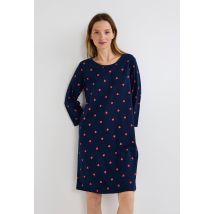 Tee-shirt long à manches courtes en coton bio - Bleu foncé - M - Femme - Monoprix