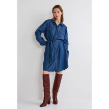 Robe courte denim en coton bio gots - Bleu foncé - 44 - Femme - Monoprix
