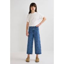 Jean large brodé - Bleu - 10 ans - Enfant - Monoprix