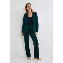 Pantalon droit en velours - Vert foncé - S - Femme - Monoprix