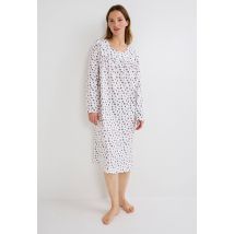 Chemise de nuit manches longues en coton bio - Beige Ecru - M - Femme - Monoprix