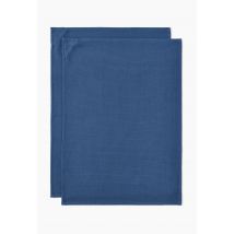 Lot de deux torchons nid d'abeille, 50x70cm, coton - Bleu foncé - Unique - Monoprix