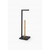 Marque Nationale - Dérouleur/stockeur de papier toilette en métal et bambou, 20x20x64,5cm - Noir - Unique