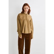 Blouse manches longues unie en coton bio gots - Vert - XL - Femme - Monoprix