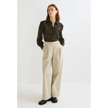 Chemise manches longues imprimée - Noir - 38 - Femme - Monoprix