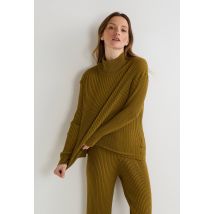 Pull col montant en maille coton cachemire - Vert - L - Femme - Monoprix